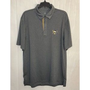 Pittsburgh Penguins Polo Shirt Levelwear Gray Short Sleeve Men L Embroidered